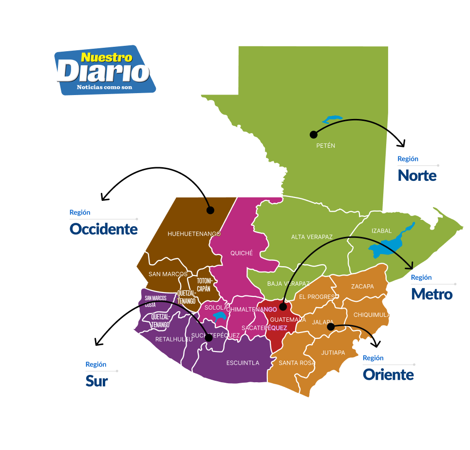 Mapa de regiones de Guatemala